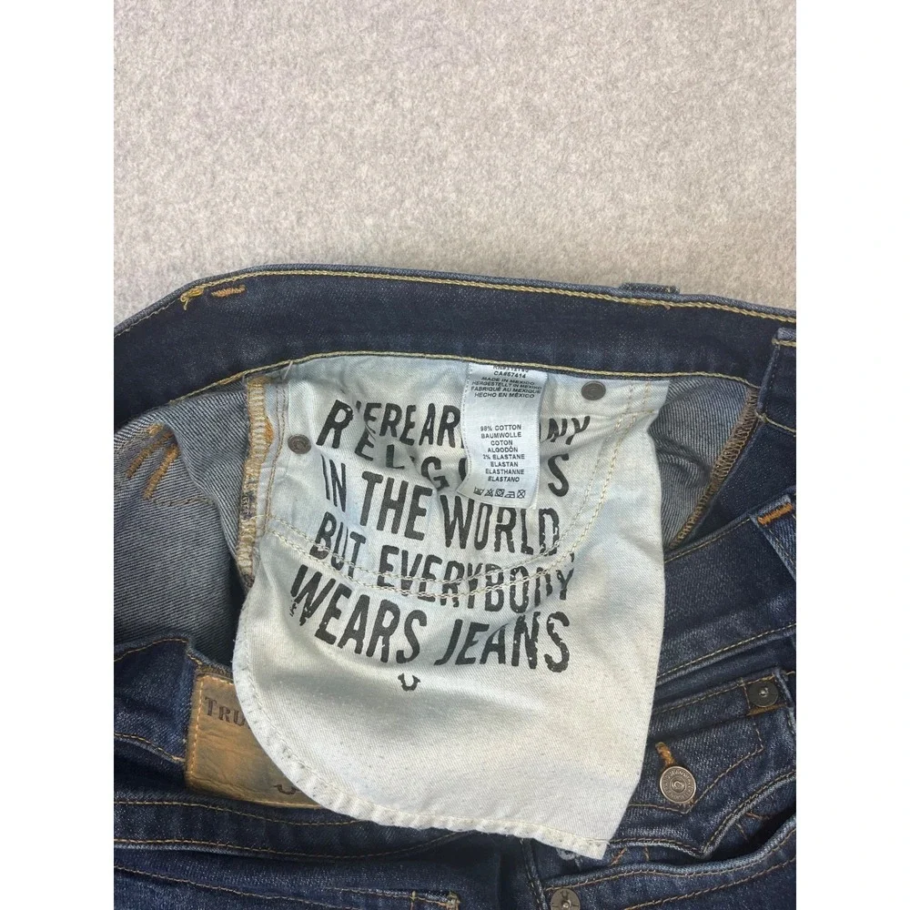 True Religion Geno Jeans Mens 36x34 Blue Cascade Slim Fit Stretch Flap Pockets